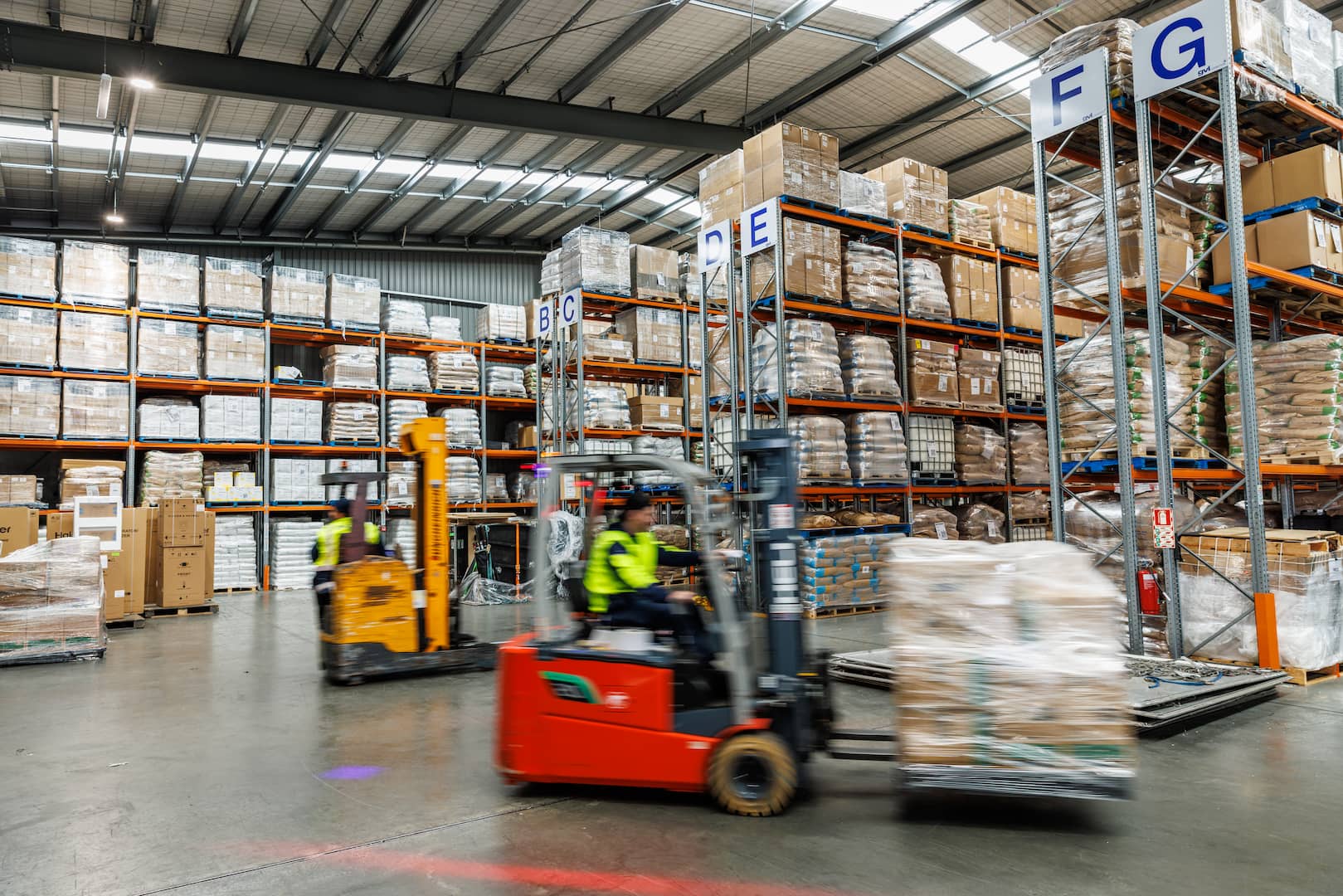 forklift operating in warehouse